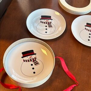 Festive Snowman Plates Set